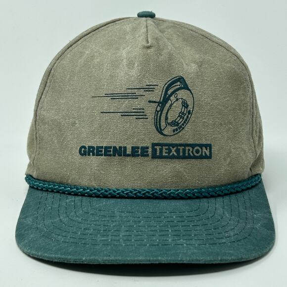 Vintage 90s Greenlee Textron Hat Baseball Cap Steel Fish Tape Snapback Beige - Picture 1 of 9